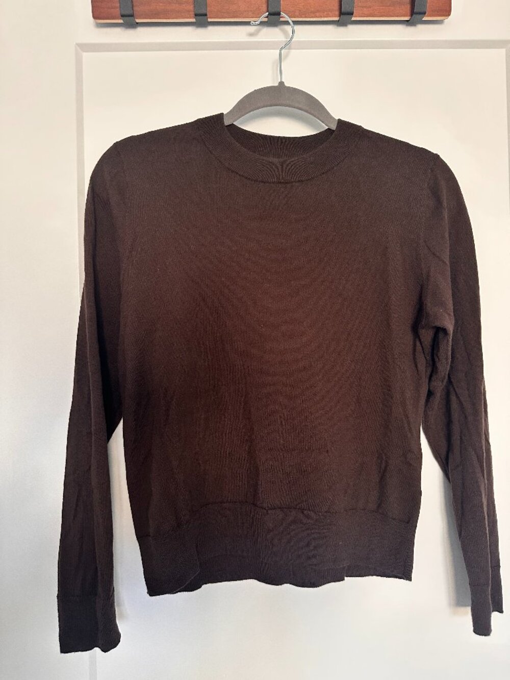 Brown Cotton Lightweight Sweater | Minimal Crewneck | Neutral Basic